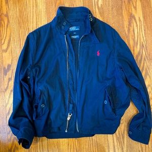 Ralph Lauren vintage bomber jacket with adjustable metal straps.